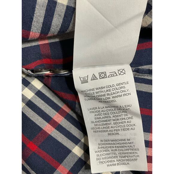 J CREW Womens Perfect Fit Shirt Navy Blue Red Tartan Plaid Button Up Top sz 4 - Picture 9 of 9